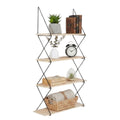 Orsina Brixton 4 Tier Wall Shelf – Modern Black & Light Wood Shelving