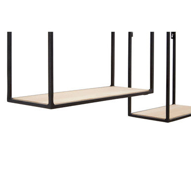 Orsina Brixton Set of 2 Wood and Metal Cuboid Wall Shelves – Black
