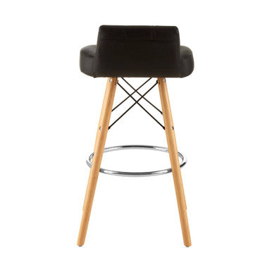 Orsina Stockholm Black Leather Effect Bar Stool with Beechwood Legs