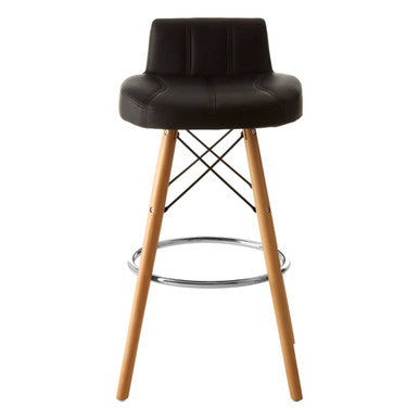 Orsina Stockholm Black Leather Effect Bar Stool with Beechwood Legs
