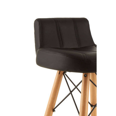 Orsina Stockholm Black Leather Effect Bar Stool with Beechwood Legs