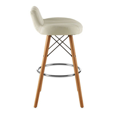 Orsina Stockholm White Leather Effect Bar Stool with Beechwood Legs
