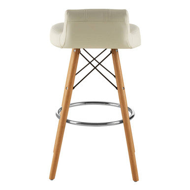 Orsina Stockholm White Leather Effect Bar Stool with Beechwood Legs