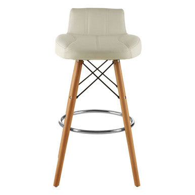 Orsina Stockholm White Leather Effect Bar Stool with Beechwood Legs