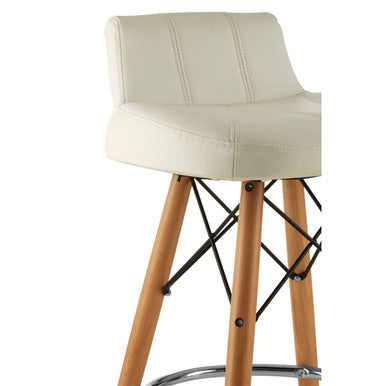 Orsina Stockholm White Leather Effect Bar Stool with Beechwood Legs