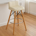 Orsina Stockholm White Leather Effect Bar Stool with Beechwood Legs
