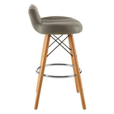 Orsina Stockholm Grey Leather Effect Bar Stool with Beechwood Legs