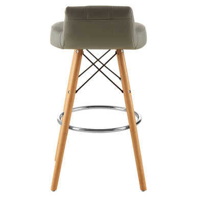 Orsina Stockholm Grey Leather Effect Bar Stool with Beechwood Legs