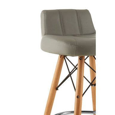 Orsina Stockholm Grey Leather Effect Bar Stool with Beechwood Legs