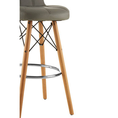 Orsina Stockholm Grey Leather Effect Bar Stool with Beechwood Legs