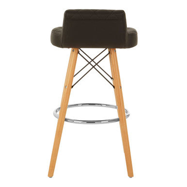 Orsina Stockholm Black Leather Bar Stool | Quilted Seat & Beechwood Legs