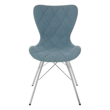 Orsina Stockholm Blue Dining Chair – Quilted Upholstery & Metal Legs