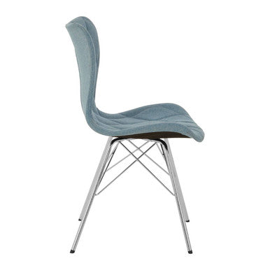Orsina Stockholm Blue Dining Chair – Quilted Upholstery & Metal Legs