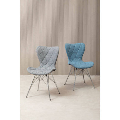 Orsina Stockholm Blue Dining Chair – Quilted Upholstery & Metal Legs