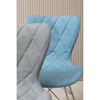 Orsina Stockholm Blue Dining Chair – Quilted Upholstery & Metal Legs