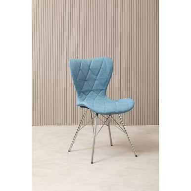 Orsina Stockholm Blue Dining Chair – Quilted Upholstery & Metal Legs