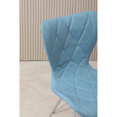 Orsina Stockholm Blue Dining Chair – Quilted Upholstery & Metal Legs