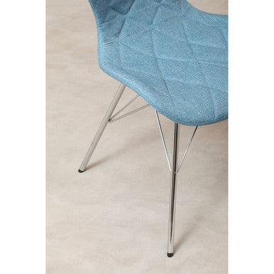 Orsina Stockholm Blue Dining Chair – Quilted Upholstery & Metal Legs