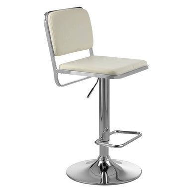 Orsina Stockholm White Faux Leather Bar Stool with Chrome Base