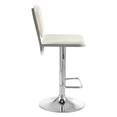 Orsina Stockholm White Faux Leather Bar Stool with Chrome Base