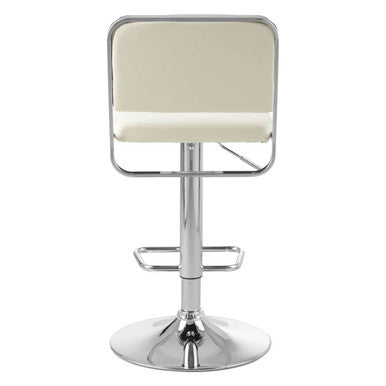 Orsina Stockholm White Faux Leather Bar Stool with Chrome Base