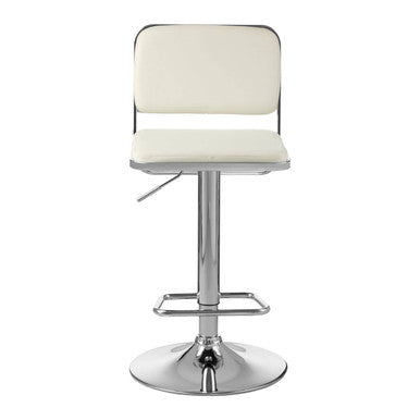Orsina Stockholm White Faux Leather Bar Stool with Chrome Base