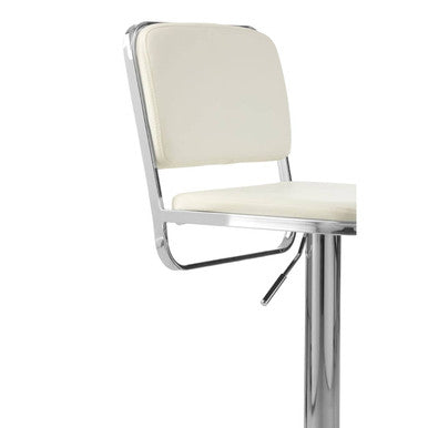 Orsina Stockholm White Faux Leather Bar Stool with Chrome Base