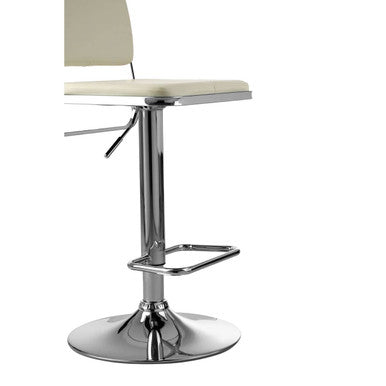 Orsina Stockholm White Faux Leather Bar Stool with Chrome Base