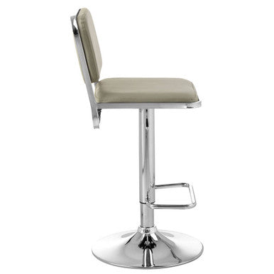 Orsina Stockholm Bar Stool | Light Grey Faux Leather & Chrome Base