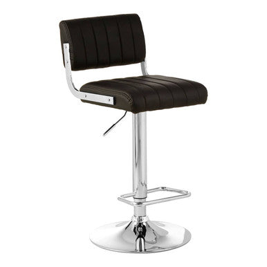 Orsina Stockholm Bar Stool – Black Faux Leather Channel Design Seat