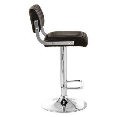 Orsina Stockholm Bar Stool – Black Faux Leather Channel Design Seat