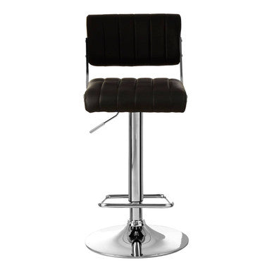 Orsina Stockholm Bar Stool – Black Faux Leather Channel Design Seat