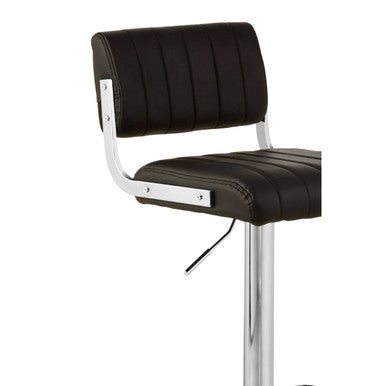 Orsina Stockholm Bar Stool – Black Faux Leather Channel Design Seat