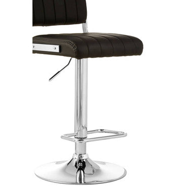 Orsina Stockholm Bar Stool – Black Faux Leather Channel Design Seat