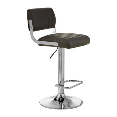 Orsina Stockholm Grey Faux Leather Adjustable Channel Bar Stool
