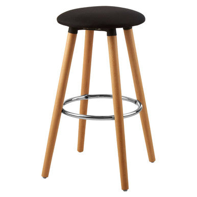 Orsina Stockholm Black Round Bar Stool – Natural Beech Wood Counter Seat