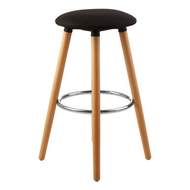 Orsina Stockholm Black Round Bar Stool – Natural Beech Wood Counter Seat