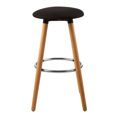Orsina Stockholm Black Round Bar Stool – Natural Beech Wood Counter Seat