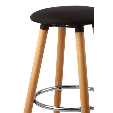 Orsina Stockholm Black Round Bar Stool – Natural Beech Wood Counter Seat
