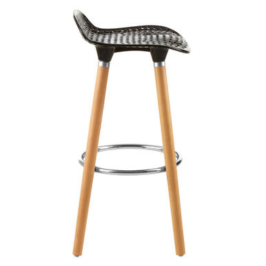 Orsina Stockholm Matte Black Bar Stool with Natural Beechwood Legs