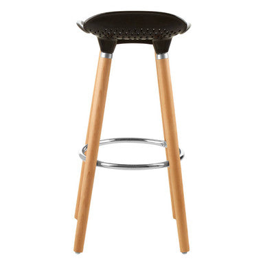 Orsina Stockholm Matte Black Bar Stool with Natural Beechwood Legs