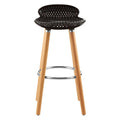 Orsina Stockholm Matte Black Bar Stool with Natural Beechwood Legs
