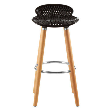 Orsina Stockholm Matte Black Bar Stool with Natural Beechwood Legs