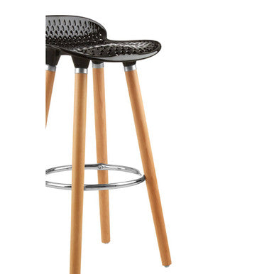 Orsina Stockholm Matte Black Bar Stool with Natural Beechwood Legs