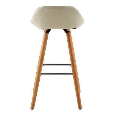 Orsina Stockholm White Faux Leather Bar Stool with Beechwood Legs