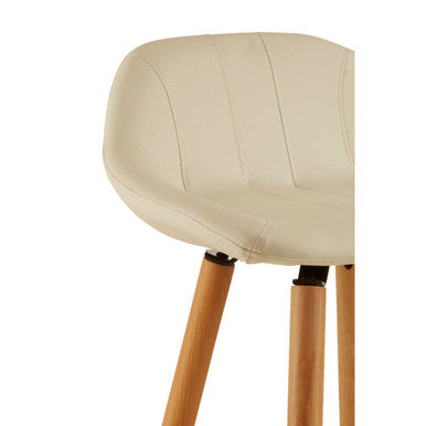 Orsina Stockholm White Faux Leather Bar Stool with Beechwood Legs