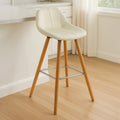 Orsina Stockholm White Faux Leather Bar Stool with Beechwood Legs