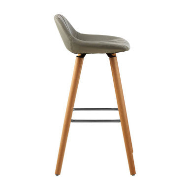 Orsina Stockholm Grey Faux Leather Bar Stool with Beechwood Base