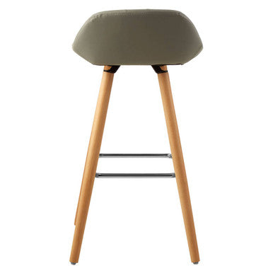 Orsina Stockholm Grey Faux Leather Bar Stool with Beechwood Base