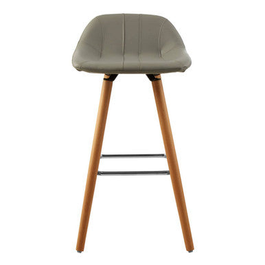 Orsina Stockholm Grey Faux Leather Bar Stool with Beechwood Base
